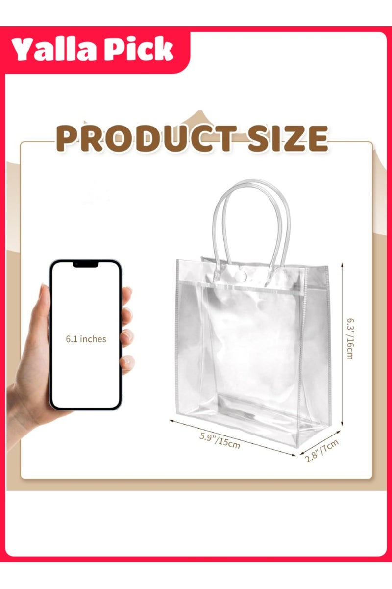 Yalla Pick 10 Pack Clear Gift Bags with Handles, Large Transparent Plastic Party Favor Bags Bulk, Reusable PVC Goodie Tote Bag for Shopping Boutique Wedding Birthday Festival - Image 2