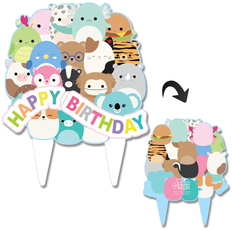 Think Green Fun Squishmellow Cake Topper Girls or Kids Childrens Squish Birthday Party Decor - Image 1