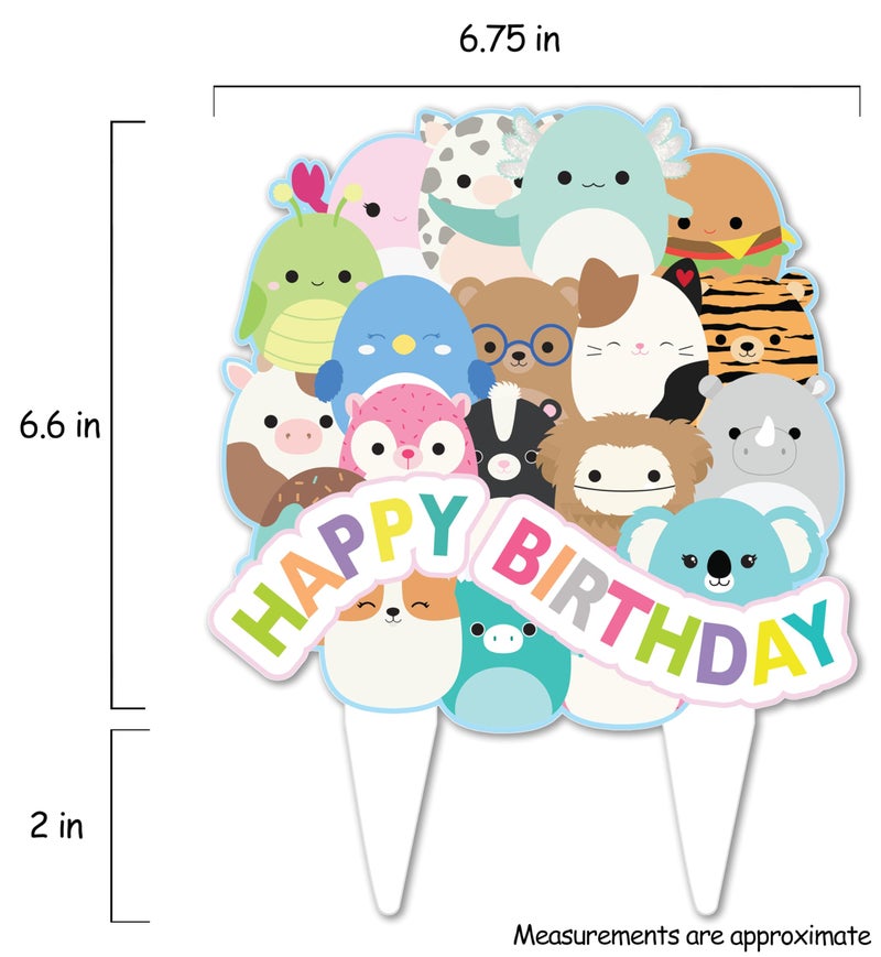 Think Green Fun Squishmellow Cake Topper Girls or Kids Childrens Squish Birthday Party Decor - Image 4
