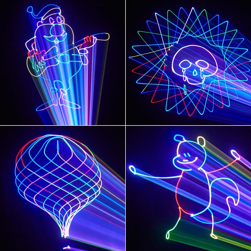 Gruolin Laser Lights Stage Lights, Gruolin 3D Animation DJ Party Laser Light Full Color with DMX512 & Sound Activated, Perefct for Disco Party Bar Club DJ & Stage Lighting - Image 3