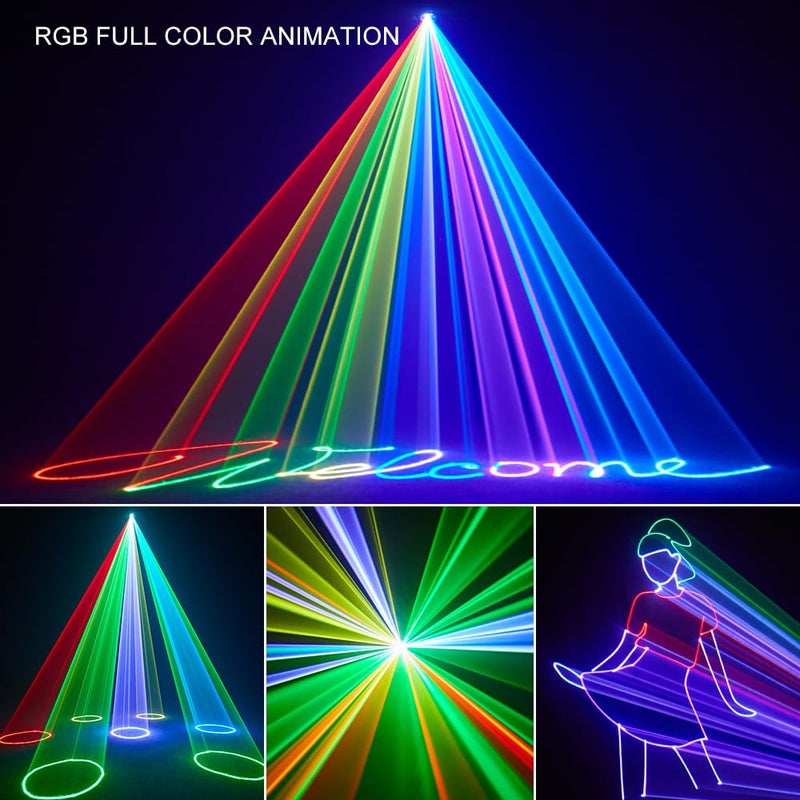 Gruolin Laser Lights Stage Lights, Gruolin 3D Animation DJ Party Laser Light Full Color with DMX512 & Sound Activated, Perefct for Disco Party Bar Club DJ & Stage Lighting - Image 2