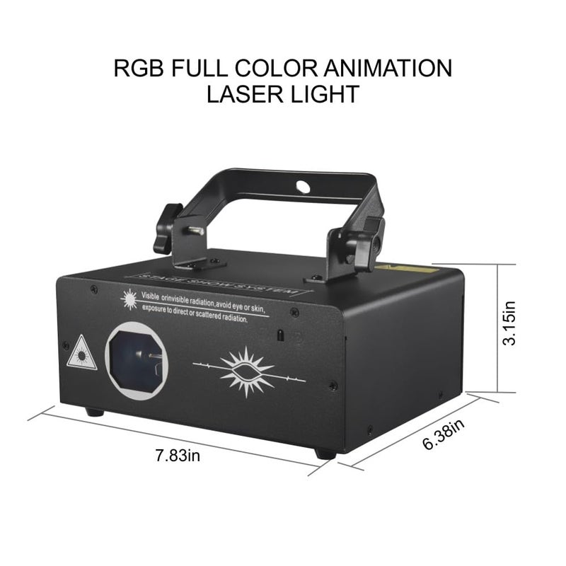 Gruolin Laser Lights Stage Lights, Gruolin 3D Animation DJ Party Laser Light Full Color with DMX512 & Sound Activated, Perefct for Disco Party Bar Club DJ & Stage Lighting - Image 4