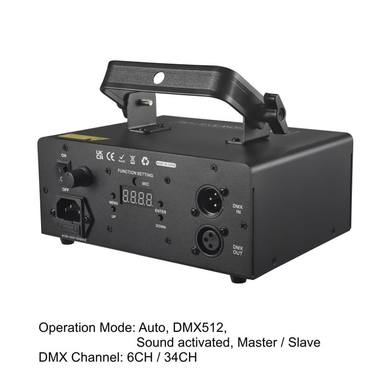 Gruolin Laser Lights Stage Lights, Gruolin 3D Animation DJ Party Laser Light Full Color with DMX512 & Sound Activated, Perefct for Disco Party Bar Club DJ & Stage Lighting - Image 5