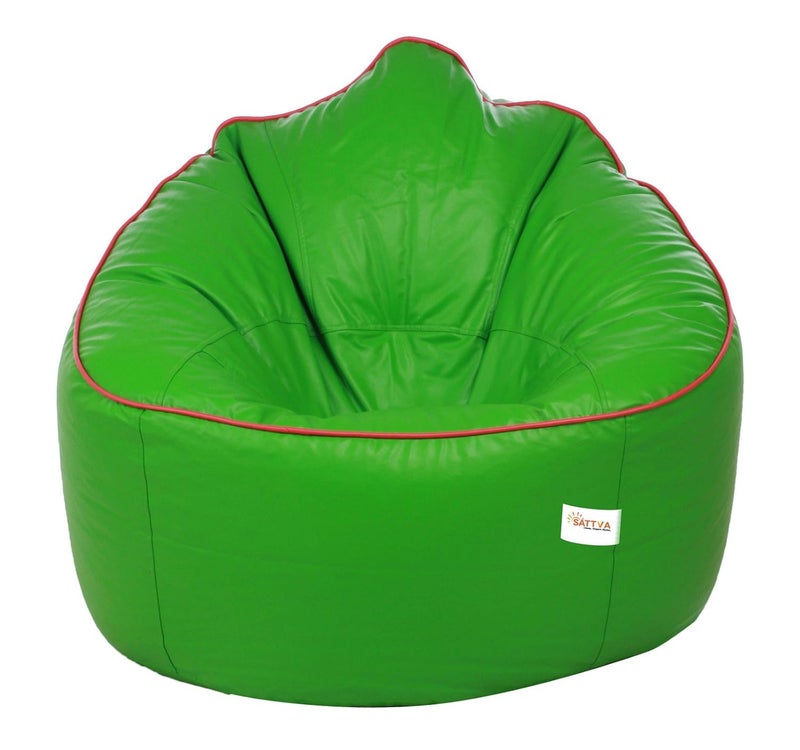 SATTVA Classy.Elegant.Stylish Sattva Combo Muddha Bean Bag Cover and Round Footstool Cover Without Beans Neon Green with Pink Piping  - Image 2