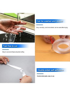 Hemiza Double Sided Tape Heavy Duty, Washable Nano Mounting Adhesive Grip Multipurpose Removable Traceless Transparent Tape, Strong Sticky Wall Strips Poster Carpet For Paste Items(3M)  - Image 5