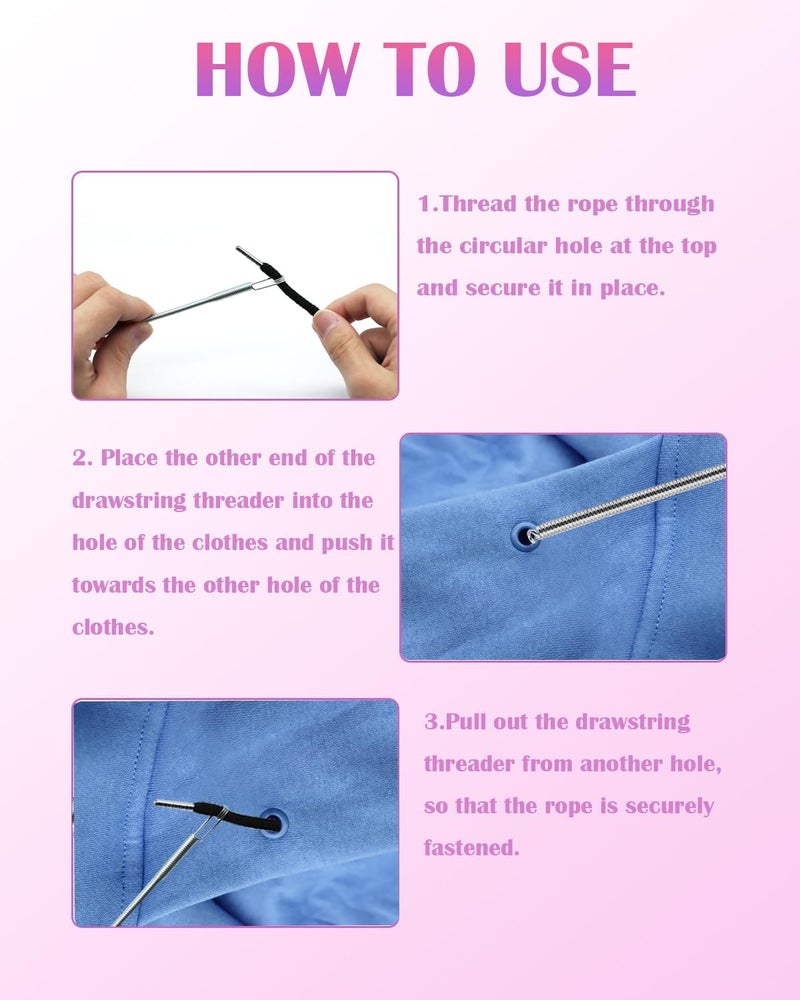 keepsweat Spring Drawstring Threader,4Pcs Flexible and Elastic Drawstring Threader Tool DIY Rope Threader Clip Hoodie String Replacement Drawstring Puller for Sweatpants,Shorts,Jackets,Coat - Image 4
