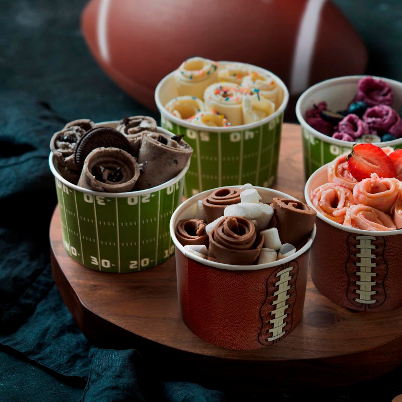 Confettiville Paper Ice Cream Cups, 100-Count 9-Oz Disposable Dessert Bowls for Hot or Cold Food, 9-Ounce Football Party Supplies Treat Containers, 2 Designs - Image 3