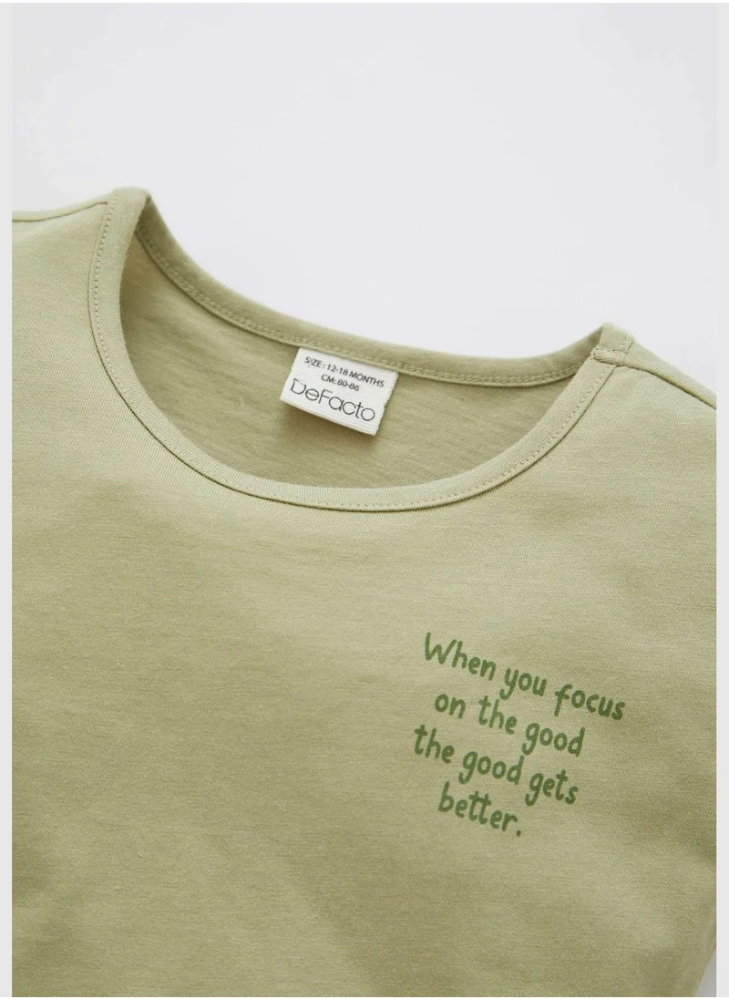 ديفاكتو Regular Fit Short Sleeve Minimal Slogan Print Lounge Set