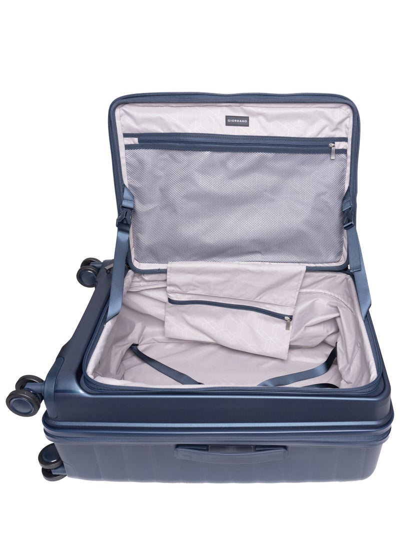 GIORDANO Giordano Titanium 28-Inch Check-In Luggage – Large Hard Shell Trolley Suitcase with Extra Secure Lock, Expandable Luggage Design, 360° Double Spinner Wheels, Lightweight Unbreakable Travel Bag – Navy  - Image 4