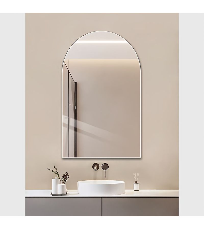 Acrylic Hd Arched Modern Design Mirror 30cm 45cm For Bathroom Shower Room Wardrobe Dressing Cloakroom Dressing Makeup Table Self Adhesive Anti Scratch - Image 1