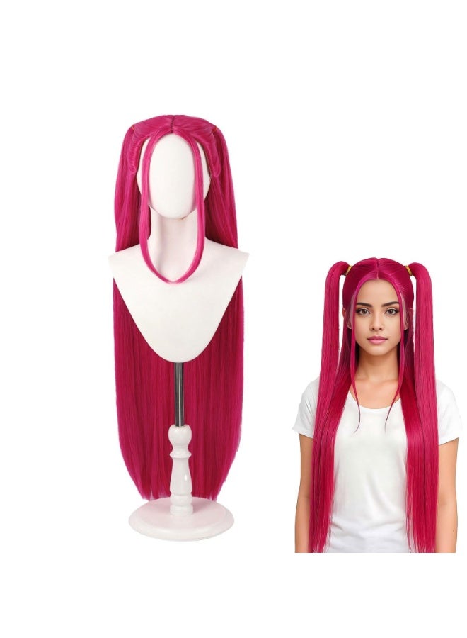 OSHIMA Costume Wigs Cosplay, Purple Red Black Long Braid Anime Cosplay Wig Fans Costume Braids, Wig for Stage Halloween Costume Outfit Party Anime Cosplay Long Braids for Kids and Adult - Image 1