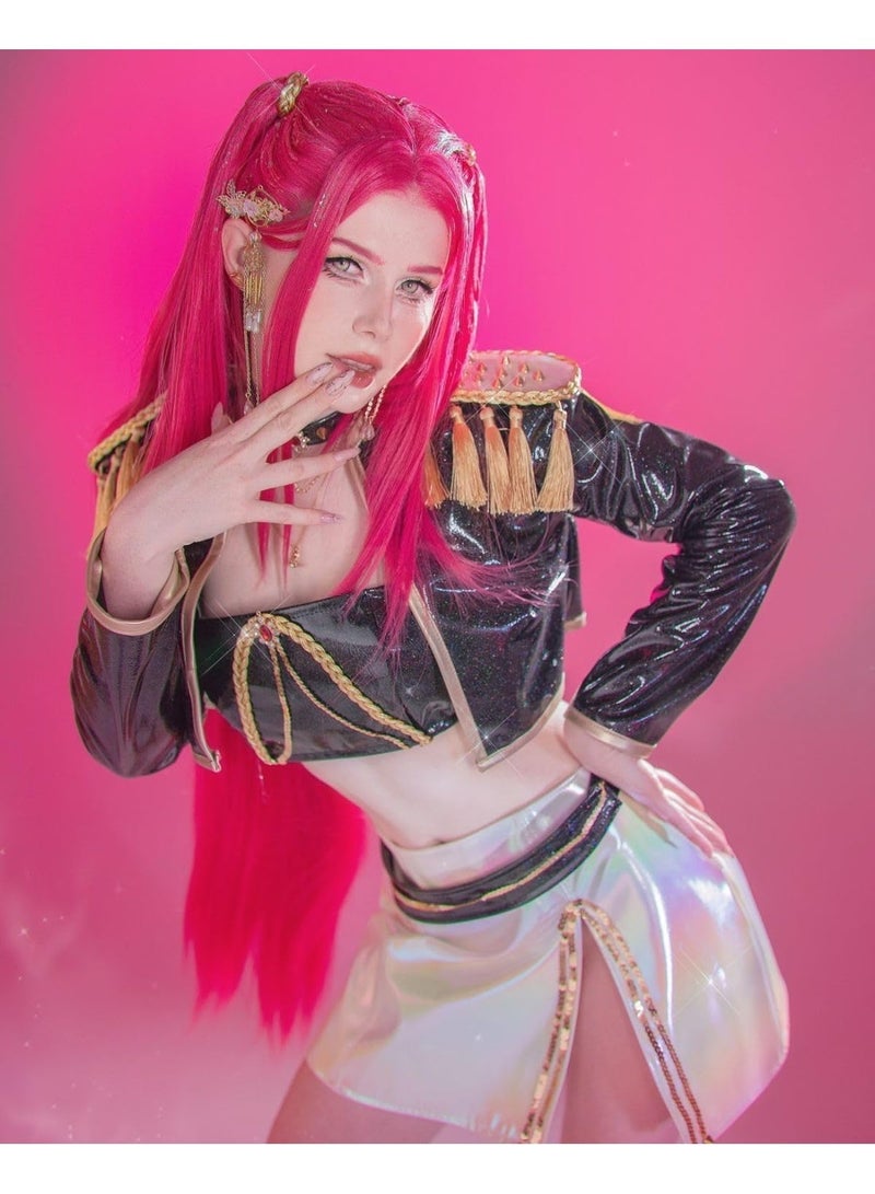 OSHIMA Costume Wigs Cosplay, Purple Red Black Long Braid Anime Cosplay Wig Fans Costume Braids, Wig for Stage Halloween Costume Outfit Party Anime Cosplay Long Braids for Kids and Adult - Image 3