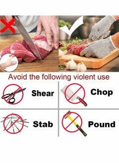 Y&D Grey Cut Resistant Gloves Food Grade Safety for Meal Prep Crafts and Outdoors - Level 5 Protection from Knives Vegetable Peelers Graters Fits Both Hand 2 Pairs (M+L)  - Image 2
