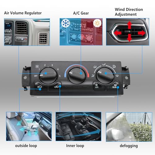 YITHSWAY 599-218 Front A/C Heater Climate Control Module Panel Switch for 1999-2002 Chevy Tahoe Avalanche Suburban Silverado 1500 2500 3500 HD, GMC Yukon Sierra 1500 2500 3500 HD HVAC Control Switchs - Image 4