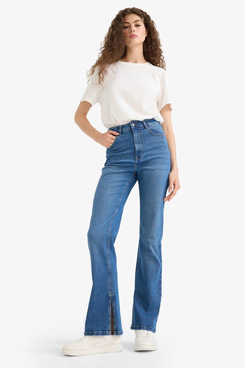 DeFacto Blue Woman Regular Hem Jean Trousers Casual - Image 2