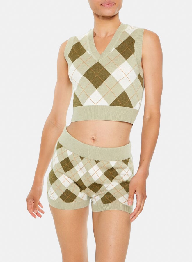 FOREVER 21 Cropped Argyle Sweater Vest  - Image 1