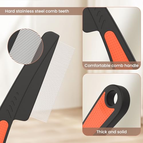 EHBELIF Dandruff Comb Fine Tooth Scalp Detox Comb Lice for Women, Men & Kids Stainless Steel Scalp Detoxing, Sweep & Massage Hair Brush Tool for Hair Care (1PC Red) - Image 4
