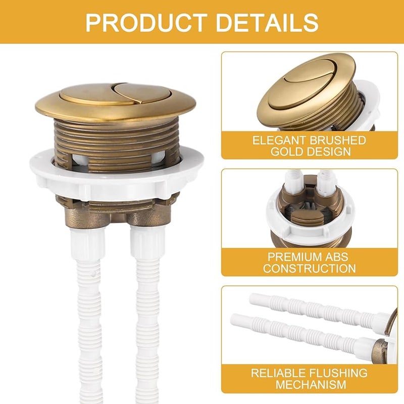 Gold Brushed Brass 38mm Dual Flush Toilet Tank Button Replacement Cistern - Image 4