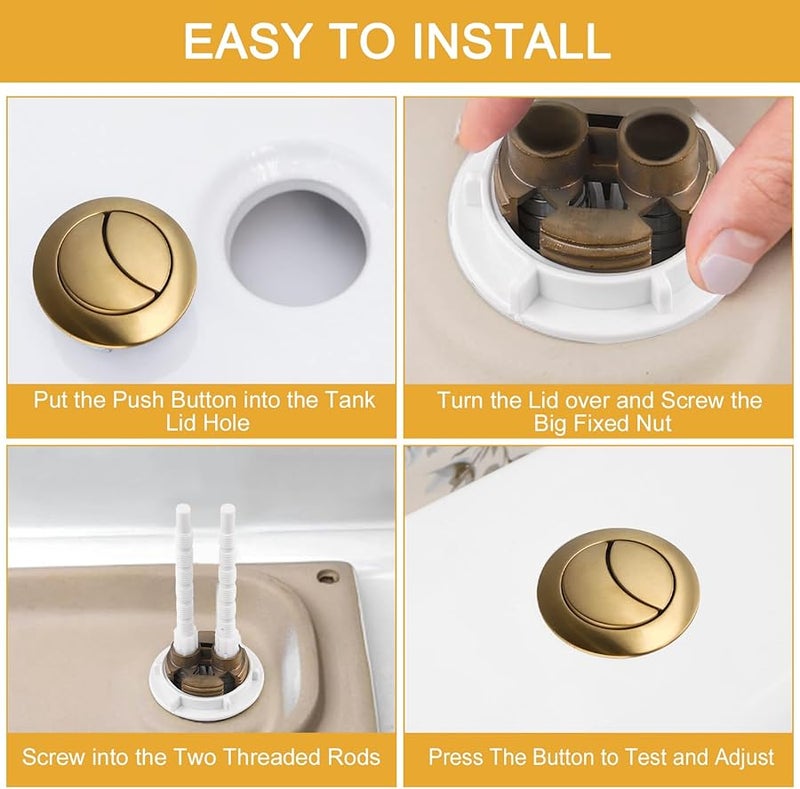 Gold Brushed Brass 38mm Dual Flush Toilet Tank Button Replacement Cistern - Image 5