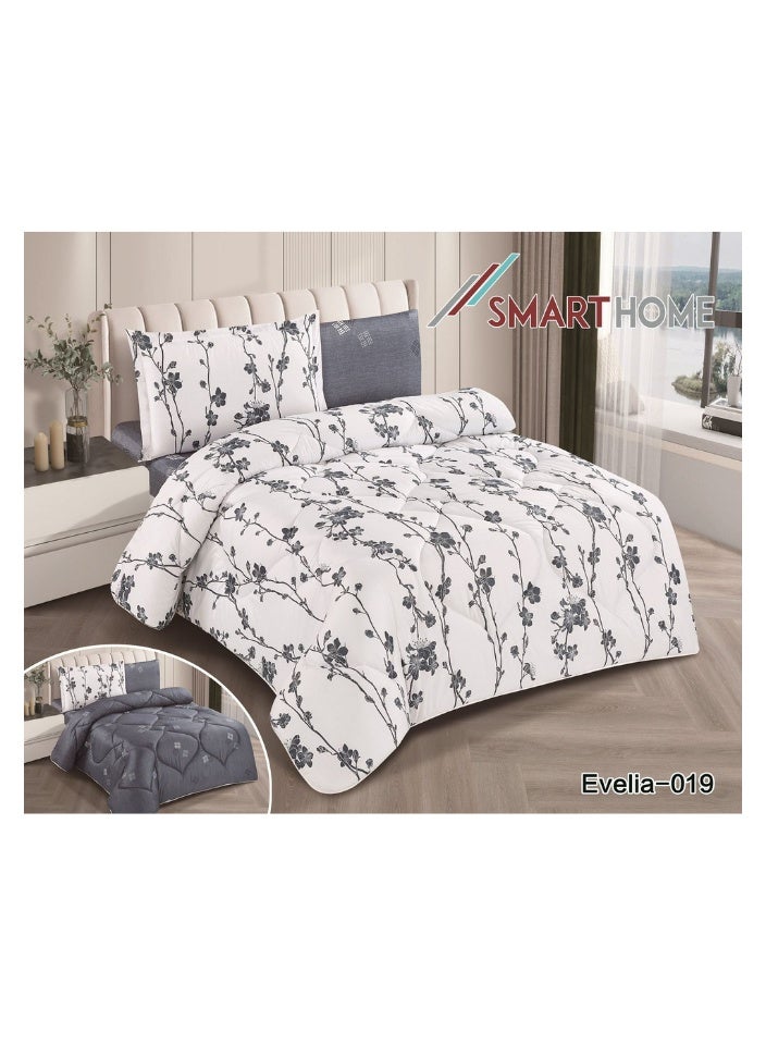 SMART HOME 100% Microfiber Double Bedspread, Bed Cover, Reversible, Comforter Set with 4 Pieces (Bedspread + Mattress Protector + Pillowcase + Pillow Cover) Bedspread Size 200x260 cm and Cover Size 160x200 cm (Color Same as Picture)  - Image 4