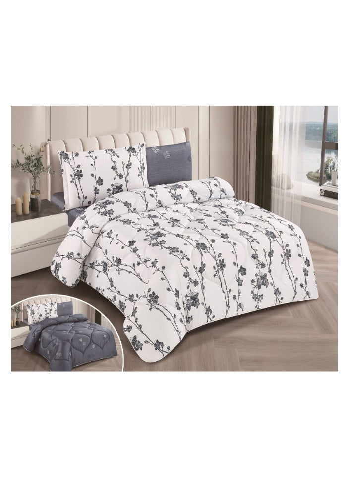 SMART HOME 100% Microfiber Double Bedspread, Bed Cover, Reversible, Comforter Set with 4 Pieces (Bedspread + Mattress Protector + Pillowcase + Pillow Cover) Bedspread Size 200x260 cm and Cover Size 160x200 cm (Color Same as Picture)  - Image 1