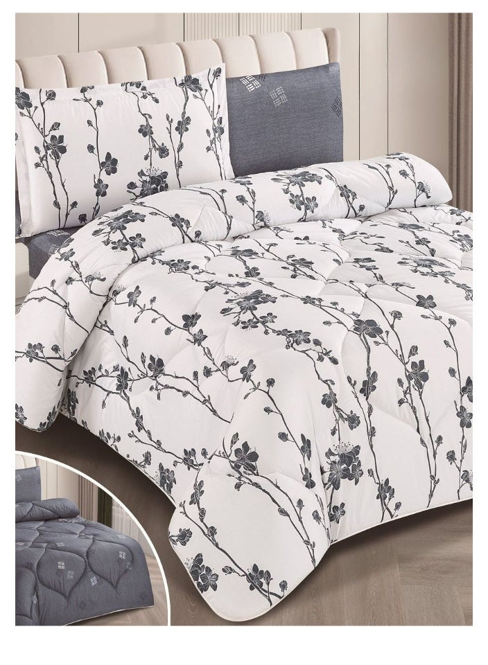SMART HOME 100% Microfiber Double Bedspread, Bed Cover, Reversible, Comforter Set with 4 Pieces (Bedspread + Mattress Protector + Pillowcase + Pillow Cover) Bedspread Size 200x260 cm and Cover Size 160x200 cm (Color Same as Picture)  - Image 2