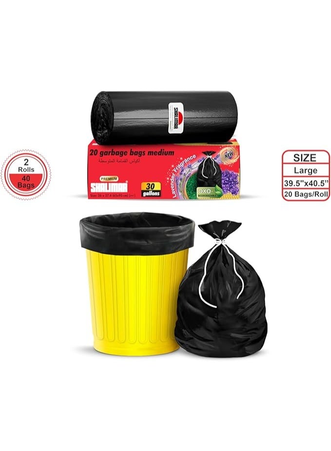 SHALIMAR 50-Gallon (75×103 cm), 60 Pcs (20x3 Rolls), OXO-Biodegradable Heavy-Duty Black Premium Garbage Bags with Fragrance & Perforation - Image 4