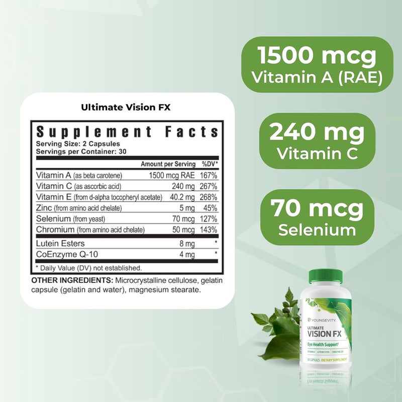 youngevity مكمل فيتامينات ومعادن يوجيفيتي الترا فيجن FX لصحة العين 60 كبسولة - Image 3