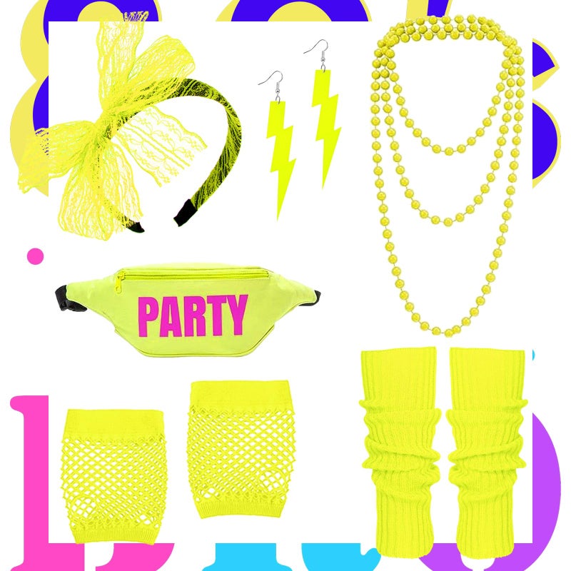 CICOCI 80s 90s Outfit For Women Neno Party Fishnet Top1980s Costume with 80s Accessories Set Retro Party Leg Warmers Headband - Image 4