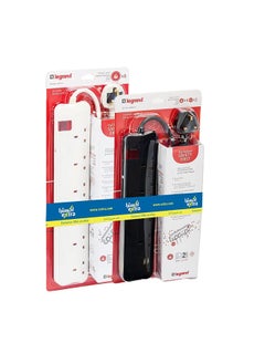 Legrand Power Extension Cord 4 Sockets 2USB 6 Sockets 3M Black and White  - Image 1