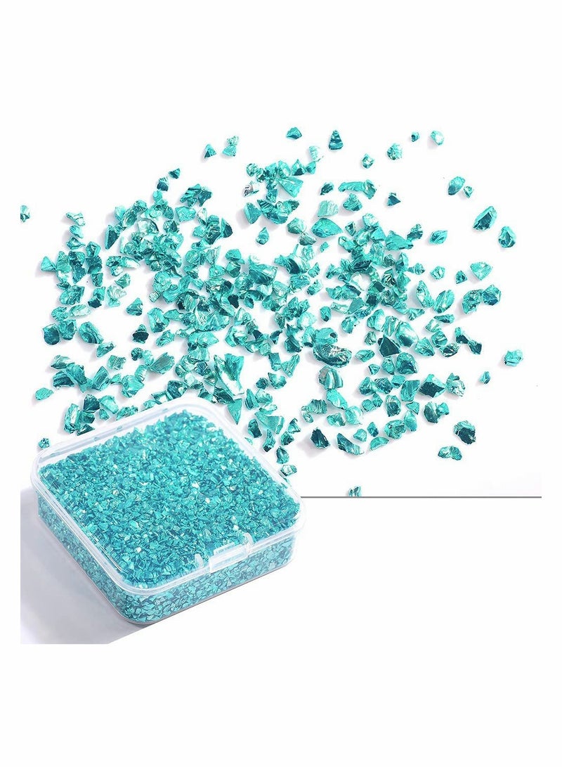 Lake Blue Crushed Glass Stone for DIY Epoxy Resin Mold and Nail Art Decoration 80g Box
