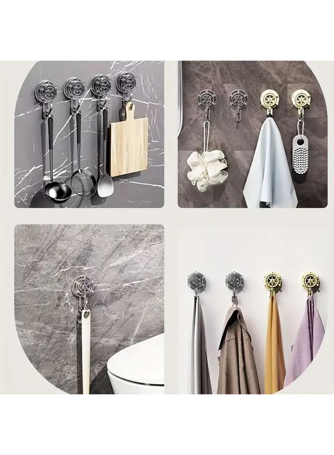Transparent Grey Adhesive Hook Rotating No Trace Strong Hold No Drilling Required For Kitchen Bathroom - Image 2