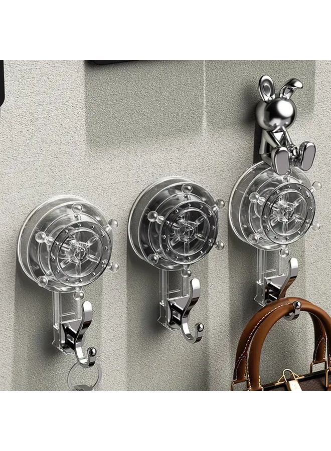 Transparent Grey Adhesive Hook Rotating No Trace Strong Hold No Drilling Required For Kitchen Bathroom - Image 3