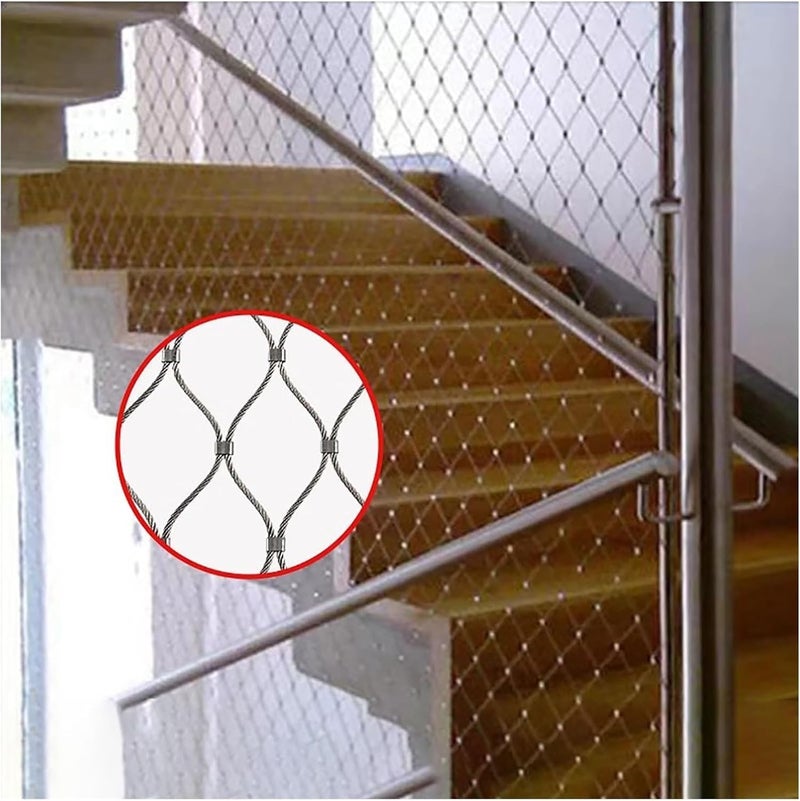 Stainless Steel Rope Wire Mesh High Altitude Anti-Fall Net, Flexible Stainless Steel Wire Rope Netting, Balcony Safety Guard Protective Net for Zoo Cage Fence, Balcony, Stair(Dia1.2mm,15cm Mes - Image 1