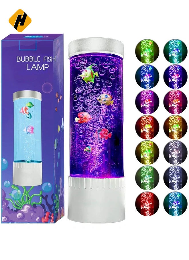 HuHa Bubble Fish Lava Lamp | Desktop Sensory LED Bubble Lamp | Color Changing Aquarium lamp | Artificial Fish Tank with Moving Fish, Sea Horse, Jellyfish | Gift for Kids, Adults, ADHD & Autism  - Image 1
