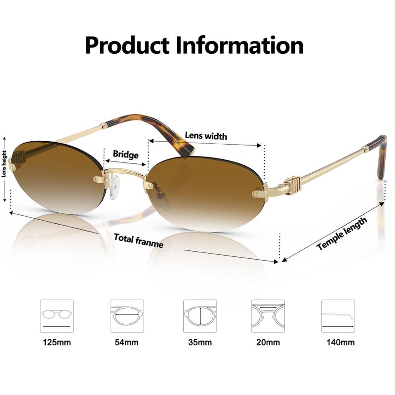 TYA Retro Small Oval Sunglasses for Women Men, 2026 Trendy Rimless Sun Glasses Fashion Narrow Shades Y2K Designer Sunnies - Image 4