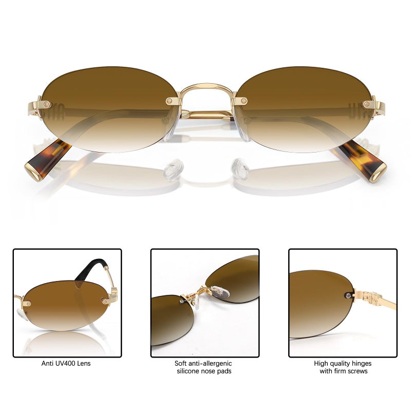 TYA Retro Small Oval Sunglasses for Women Men, 2026 Trendy Rimless Sun Glasses Fashion Narrow Shades Y2K Designer Sunnies - Image 5
