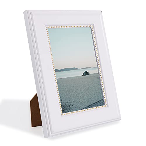 GraduationMall 4x6 Picture Frames, Real Glass, Display Photos for Wall or Tabletop, White with Gold Beads, 2-Pack - Image 3