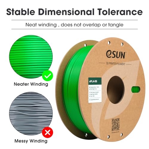 eSUN PLA Basic Filament 1.75mm, 3D Printer Filament High Speed PLA for Fast Printing, 1KG Spool (2.2 LBS) 3D Printing Filament for High Speed 3D Printers, Green - Image 5