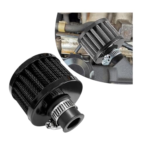 Suvnie 12mm Mini Air Filter Universal Motor Cold Air Intake Filter Breather Auto Turbo Vent Intake Filter Cleaner Crankcase Breather Car Accessories for Motorcycle Engine Parts Black - Image 1