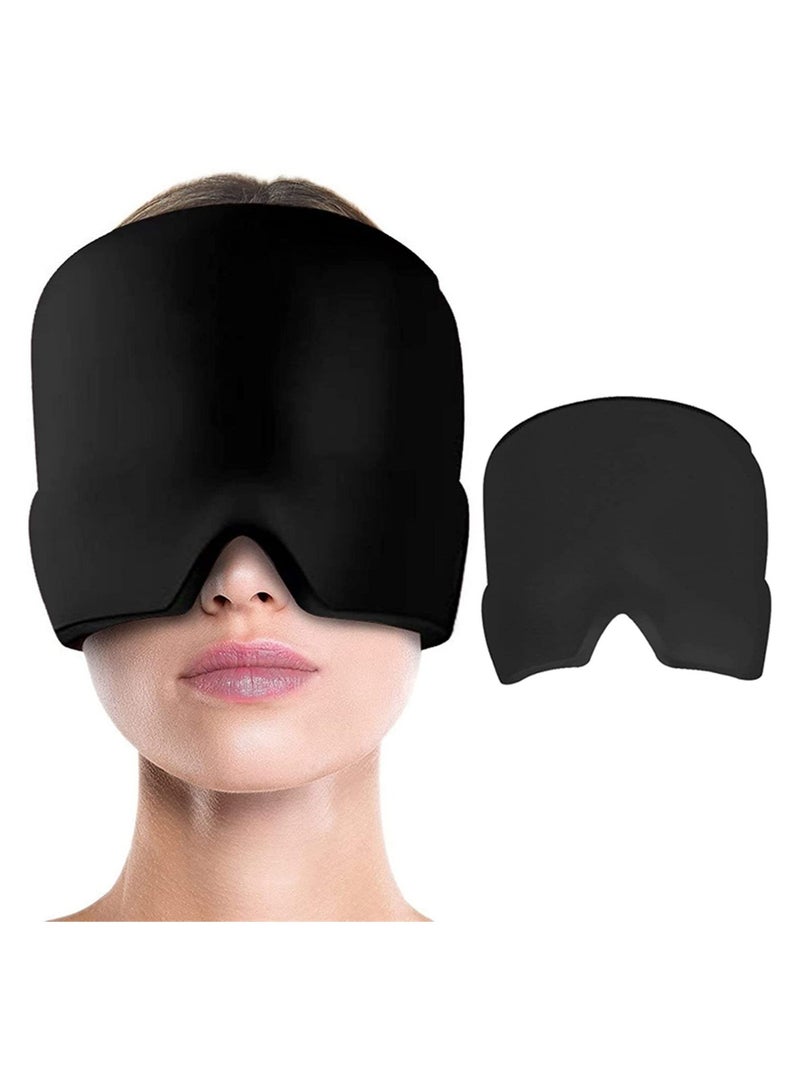 Headache Ice Pack Migraine Relief Ice Hat Sleep Mask, Soft Eye Shade Cover Blackout Sleep Eye Mask with Adjustable Headband for All Night Sleep Travel & Nap - Image 1