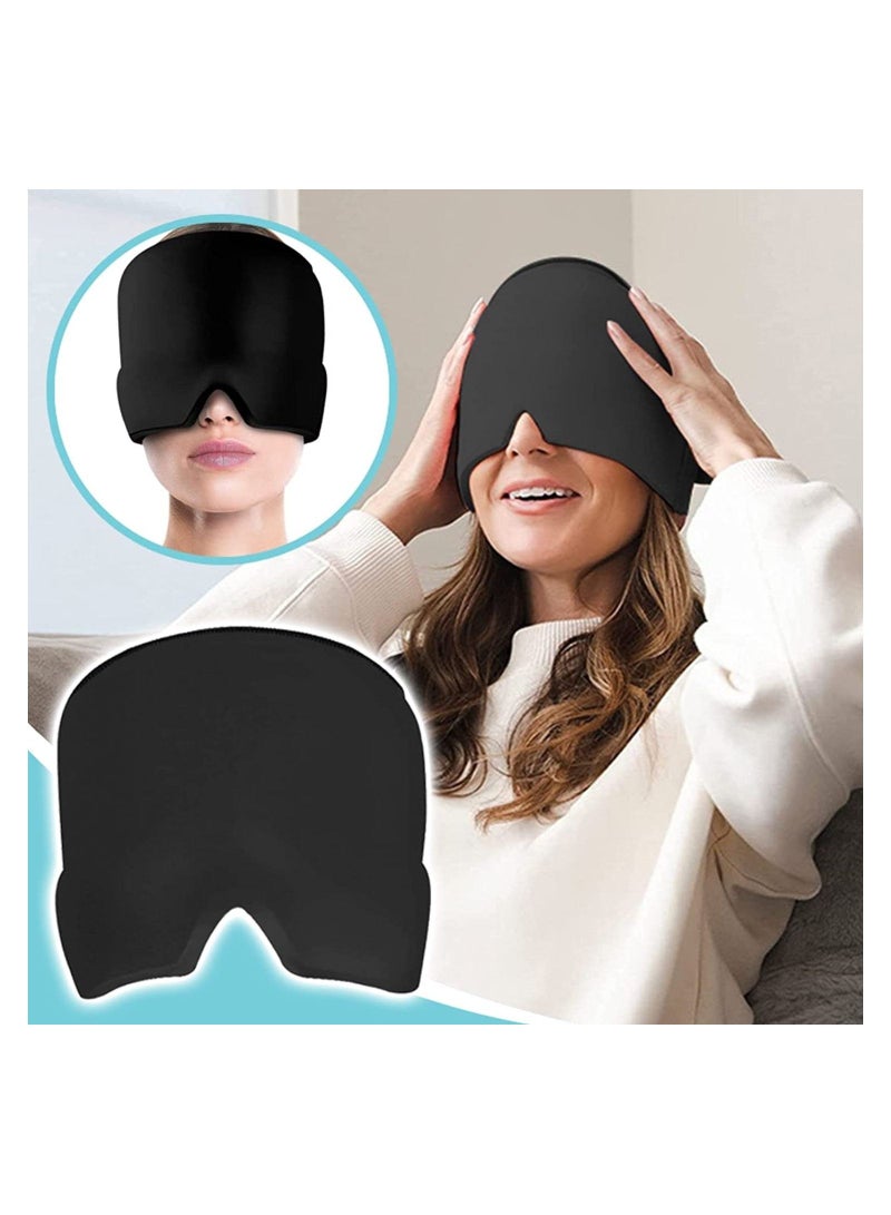 Headache Ice Pack Migraine Relief Ice Hat Sleep Mask, Soft Eye Shade Cover Blackout Sleep Eye Mask with Adjustable Headband for All Night Sleep Travel & Nap - Image 2