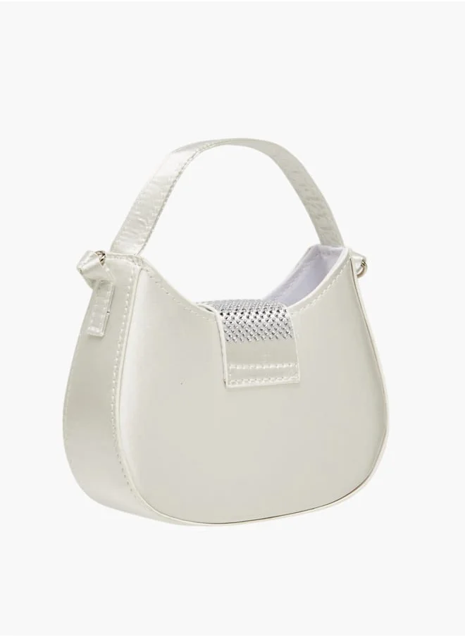 باربي Girls Embellished Crossbody Bag with Strap Handle and Button Closure