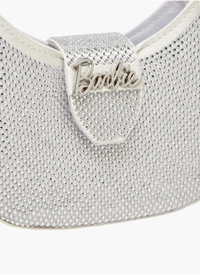 باربي Girls Embellished Crossbody Bag with Strap Handle and Button Closure