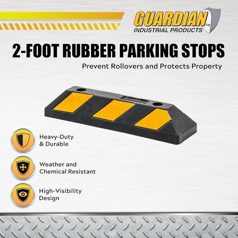 Guardian Industrial Products DH-PB-4 Heavy Duty Rubber Parking Curb - 24" Long, Black - Image 3