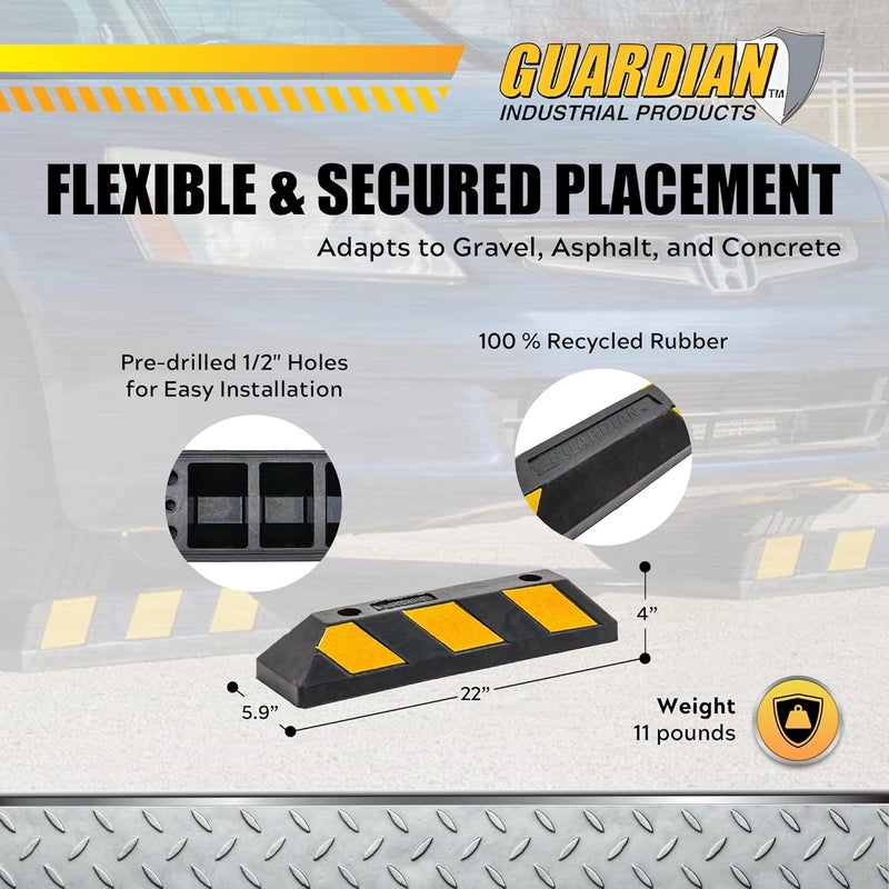 Guardian Industrial Products DH-PB-4 Heavy Duty Rubber Parking Curb - 24" Long, Black - Image 2