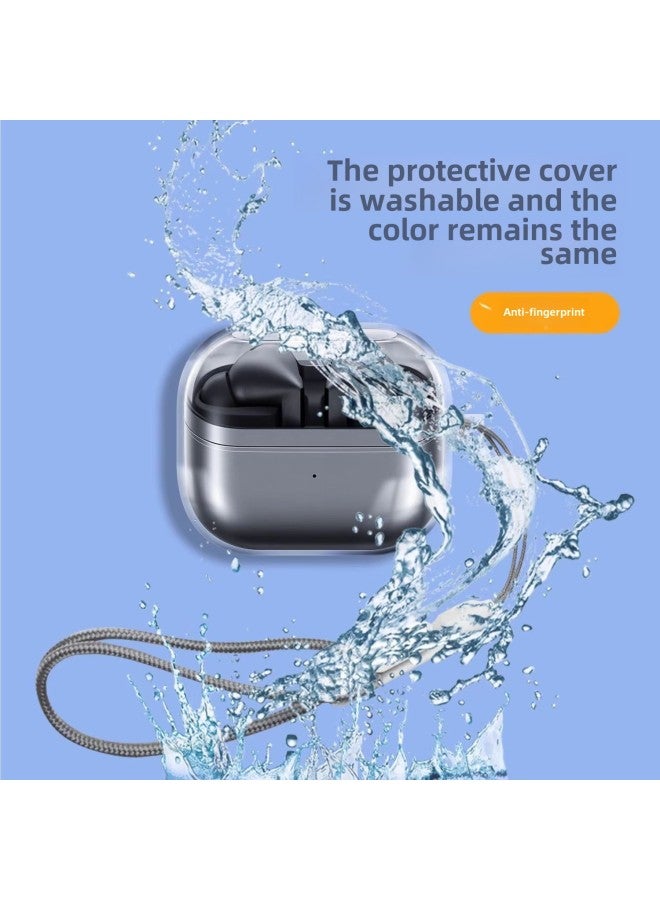 Suitable For Samsung Galaxy Buds3 Buds3Pro+ Bluetooth Headset Protective Cover Earphone Shell L Soft Shell-Color:Transparent Soft Shell + [pearl Bag + Hook]-Model:live/buds/buds2/buds2 Pro  - Image 2