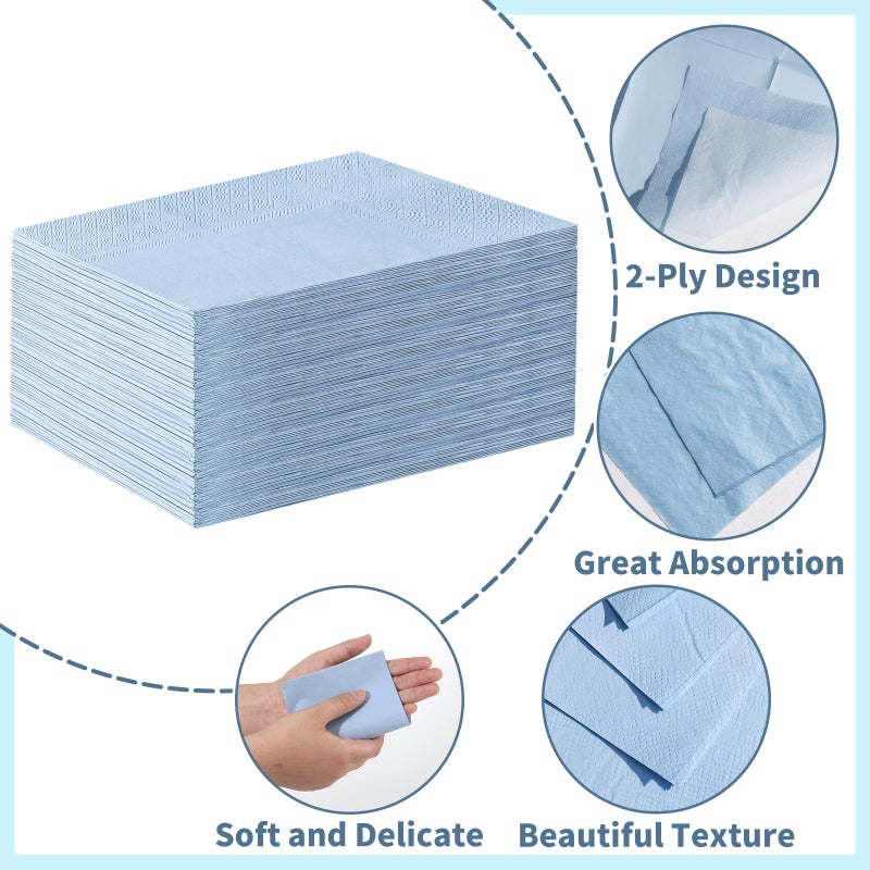 NatNarr 120 Pcs Light Blue Napkins Disposable Blue Dinner Napkin Decorative Guest Bathroom Napkins Baby Blue Paper Napkins for Wedding, Baby Shower, Bathroom, Kithchen - Image 3