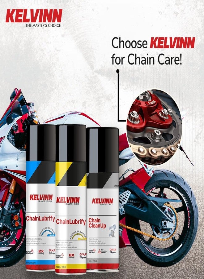 KELVINN Bike Chain Lube 150ml, Motorcycle Chain Lubricant Oil for Smooth Ride, Anti Rust Corrosion Protection, No Sling Formula, Noise Reduction Wear Protection for All Bikes O Ring X Ring Chains - Image 4