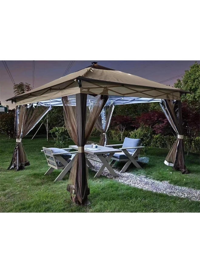 73Hours Yulan Outdoor Pop Up Gazebo Canopy with Netting and Solar LED Light for Parties and Activities 3x3 - Image 2